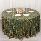 120" Hunter Green Gold Mesh Round Tablecloth Wavy Embroidered Sequins Party