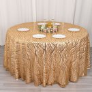 120" Gold Mesh Round Tablecloth Wavy Embroidered Sequins Party Decorations