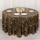 120" Black Gold Mesh Round Tablecloth Wavy Embroidered Sequins Party