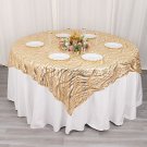 72" X 72" Champagne Tulle Square Table Overlay Wavy Embroidered Sequins Party