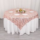 72" X 72" Blush Tulle Square Table Overlay Wavy Embroidered Sequins Party Events