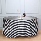 Black White 120" Stripes Satin Round Tablecloth Wedding Ceremony Party