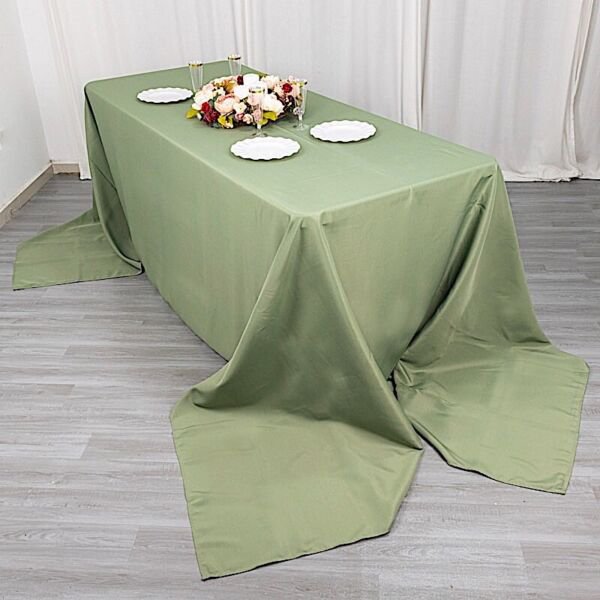 90X156" Eucalyptus Green Premium Rectangle Polyester Tablecloth Catering Party