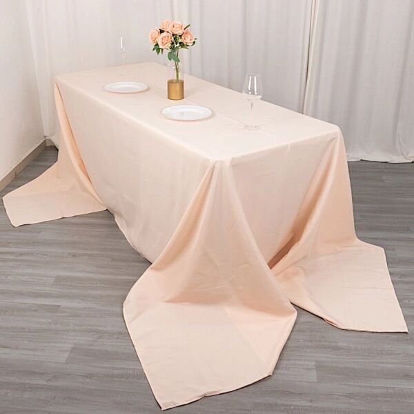 90X156" Blush Premium Rectangle Polyester Tablecloth Catering Party Linens