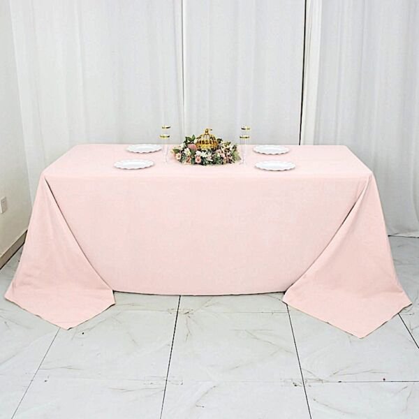 90X132" Blush Premium Rectangle Polyester Tablecloth Catering Linens