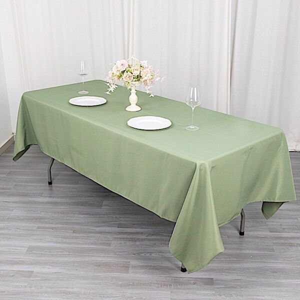 60X102" Eucalyptus Green Premium Rectangle Polyester Tablecloth Catering Linens