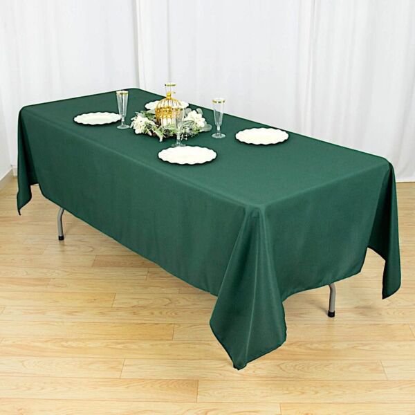 60X102" Hunter Green Premium Rectangle Polyester Tablecloth Catering Linens