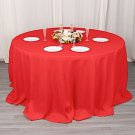 Red 132" Premium Round Polyester Tablecloth Wedding Party Tabletop Dinner