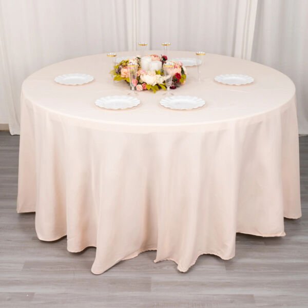 Blush 120" Premium Round Polyester Tablecloth Wedding Party Tabletop Dinner