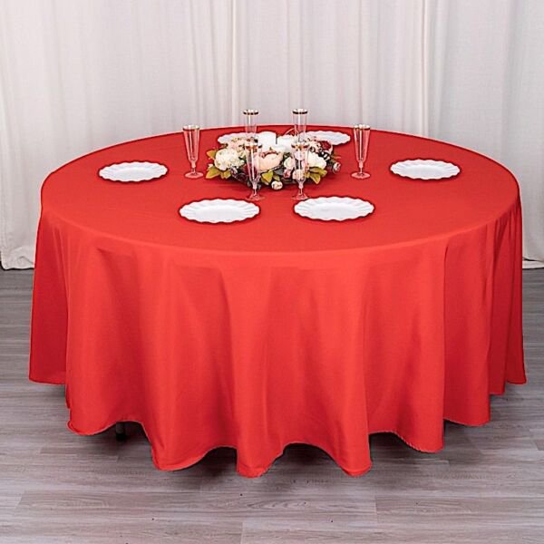 Red 108" Premium Quality Round Polyester Tablecloth Wedding Party Dinner