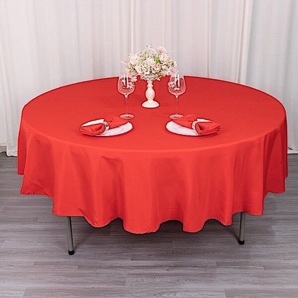Red 90" Premium Round Polyester Tablecloth Wedding Party Tabletop Dinner