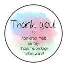 30 1.5" Your Order Made My Day Pastel, Thank You Labels /Seals Round Stickers