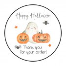 30 1.5" Happy Halloween Pumpkin & Ghost, Thank You Labels /Seals Round Stickers