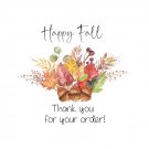30 1.5" Happy Fall Acorns, Thank You Labels /Seals Round Stickers