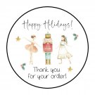 30 1.5" Thank You, Happy Holiday, Nut Cracker, Label Seals Round Stickers