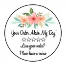 30 1.5" Thank You Flowers Boho Review Favor Labels Round Stickers Envelope Seals