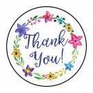 30 1.5" Thank You Flower Wreath Favor Labels Round Stickers Envelope Seals