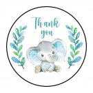 30 1.5" Baby Blue Elephant Flowers Favor Labels Round Stickers Envelope Seals