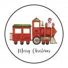 30 1.5" Christmas Train Favor Labels Round Stickers Envelope Seals