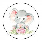 30 1.5" Baby Pink Elephant Favor Labels Round Stickers Envelope Seals