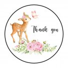 30 1.5" Thank You Girl Deer Favor Labels Round Stickers Envelope Seals