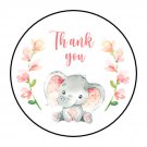 30 1.5" Thank You Pink Elephant Favor Labels Round Stickers Envelope Seals