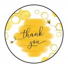 30 1.5" Bee Honeycomb Thank You Round Envelop Seals Stickers Favor Labels