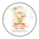 30 1.5" Its A Girl Hot Air Balloon Round Envelop Seals Stickers Favor Labels