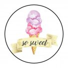 30 1.5" Thank You Ice Cream Round Envelop Seals Stickers Favor Labels
