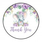 30 1.5" Thank You Purple Elephant Round Envelop Seals Stickers Favor Labels