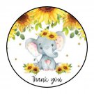 30 1.5" Thank You Sunflower Elephant Round Envelop Seals Stickers Favor Labels