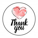 30 1.5" Thank You Pink Heart Round Stickers Envelope Seals Favor Labels