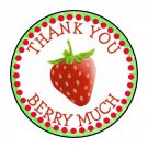30 1.5" Thank You Berry Strawberry Round Stickers Envelope Seals Favor Labels