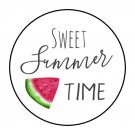 30 1.5" Summer Time Watermelon Round Stickers Envelope Seals Favor Labels