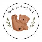 30 1.5" Thank You Bear Round Stickers Envelope Seals Favor Labels
