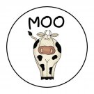30 1.5" Moo Cow Round Stickers Envelope Seals Favor Labels