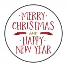 30 1.5" Merry Christmas New Year Round Stickers Envelope Seals Favor Labels