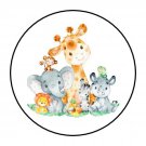 30 1.5" Baby Jungle Animals Round Stickers Envelope Seals Favor Labels