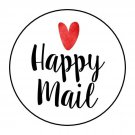 30 1.5" Happy Mail Round Stickers Envelope Seals Favor Labels