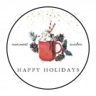 30 1.5" Happy Holidays Christmas Round Stickers Envelope Seals Favor Labels
