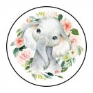 30 1.5" Wreath Elephant Heart Round Stickers Envelope Seals Favor Labels