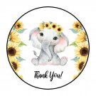 30 1.5" Elephant Flowers Round Stickers Envelope Seals Favor Labels