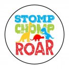 30 1.5" Dinosaur Party Round Stickers Envelope Seals Favor Labels