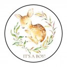 30 1.5" Deer Its A Boy Favor Labels Round Stickers Envelope Seals