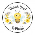 30 1.5" Bee Thank You Flowers Favor Labels Round Stickers Envelope Seals