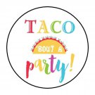30 1.5" Taco Party Favor Labels Round Stickers Envelope Seals