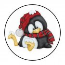 30 1.5" Christmas Penguin Favor Labels Round Stickers Envelope Seals