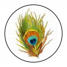 30 1.5" Peacock Feather Favor Labels Round Stickers Envelope Seals