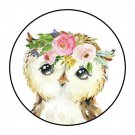 30 1.5" Owl Girl Flowers Favor Labels Round Stickers Envelope Seals