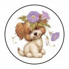 30 1.5" Dog Flowers Favor Labels Round Stickers Envelope Seals